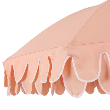 Horizon 6.5 ft. Classic MidCentury Scalloped Fringe Market Beach Umbrella
